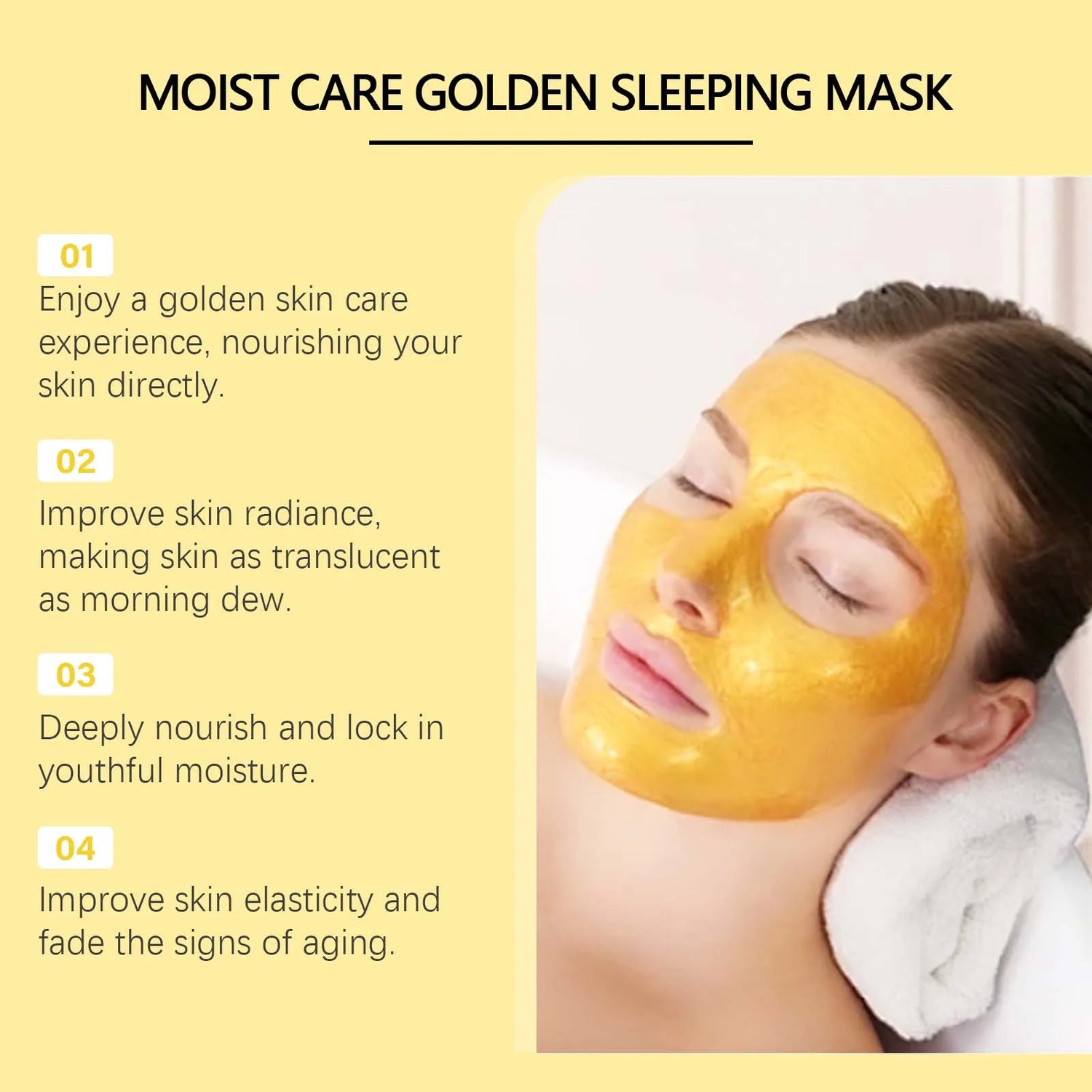 Masques de sommeil en or, hydratant, rétrécissement des pores, lifting ferme, estompe les rides,éclaircissant pour la peau du visage