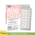 Patchs Anti-acné, élimination Invisible des boutons, correcteur de taches, autocollant de réparation étanche, 72 pièces